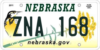 NE license plate ZNA168