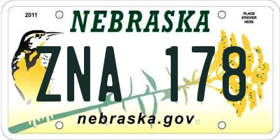 NE license plate ZNA178