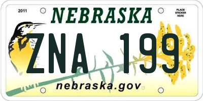 NE license plate ZNA199
