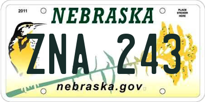 NE license plate ZNA243