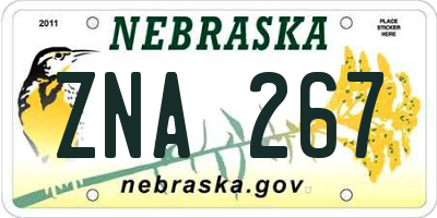 NE license plate ZNA267