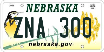 NE license plate ZNA300