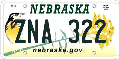 NE license plate ZNA322
