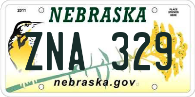 NE license plate ZNA329