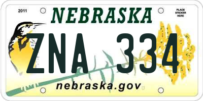 NE license plate ZNA334