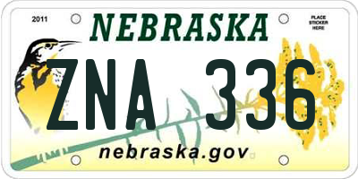 NE license plate ZNA336