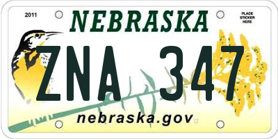 NE license plate ZNA347