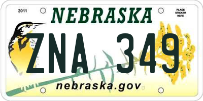 NE license plate ZNA349