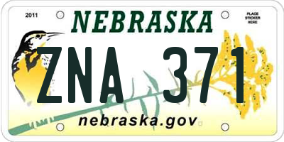 NE license plate ZNA371
