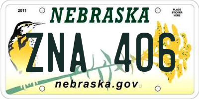NE license plate ZNA406