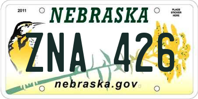 NE license plate ZNA426