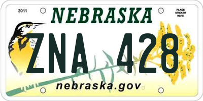 NE license plate ZNA428