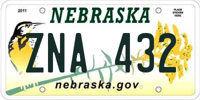 NE license plate ZNA432