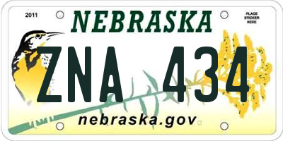 NE license plate ZNA434