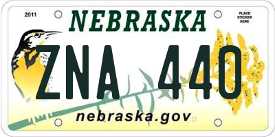 NE license plate ZNA440