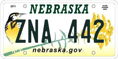 NE license plate ZNA442