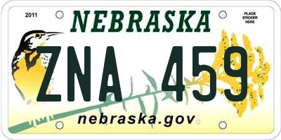NE license plate ZNA459