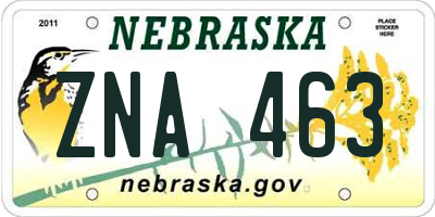 NE license plate ZNA463