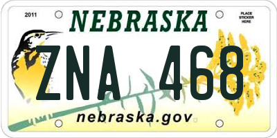 NE license plate ZNA468