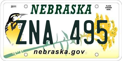 NE license plate ZNA495