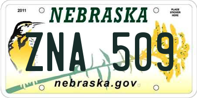 NE license plate ZNA509