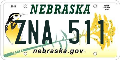 NE license plate ZNA511