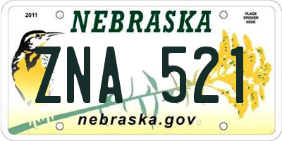 NE license plate ZNA521