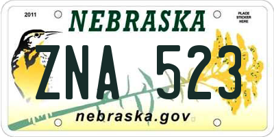NE license plate ZNA523
