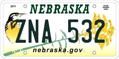 NE license plate ZNA532