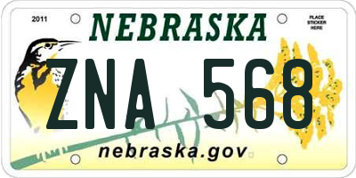 NE license plate ZNA568