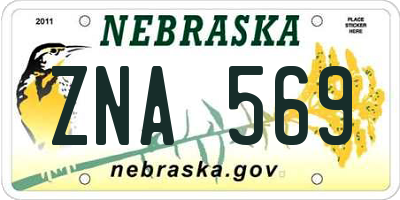 NE license plate ZNA569