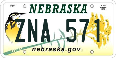 NE license plate ZNA571