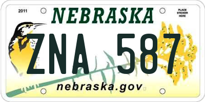 NE license plate ZNA587