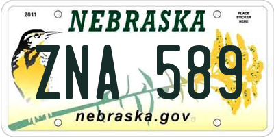 NE license plate ZNA589