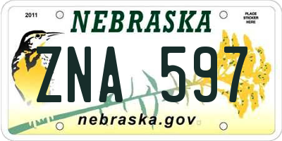 NE license plate ZNA597