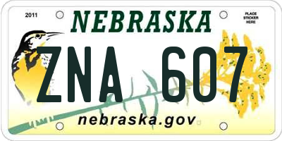 NE license plate ZNA607