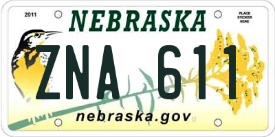 NE license plate ZNA611