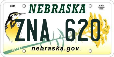 NE license plate ZNA620