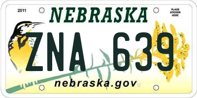 NE license plate ZNA639
