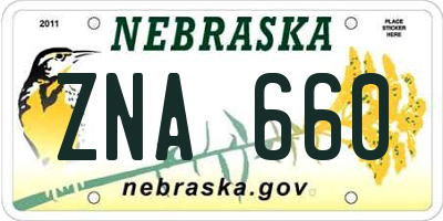 NE license plate ZNA660