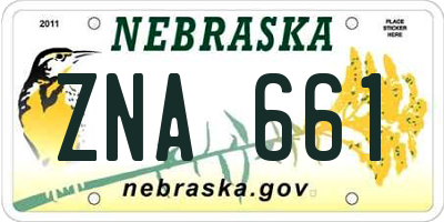 NE license plate ZNA661