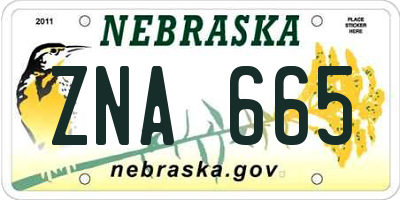 NE license plate ZNA665