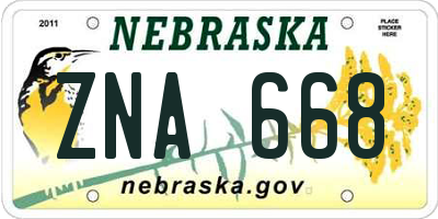 NE license plate ZNA668