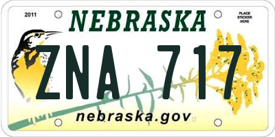 NE license plate ZNA717