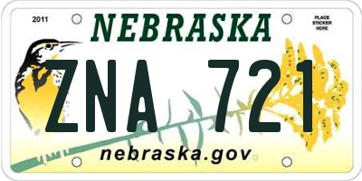 NE license plate ZNA721