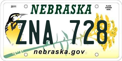 NE license plate ZNA728