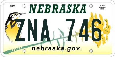 NE license plate ZNA746