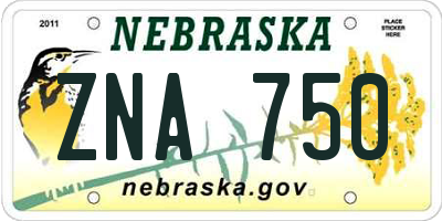 NE license plate ZNA750