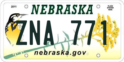 NE license plate ZNA771