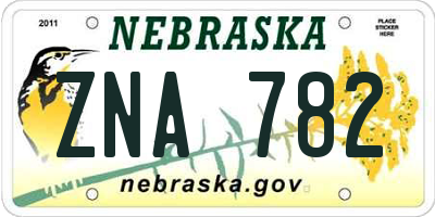 NE license plate ZNA782